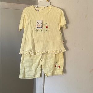 Charming Yellow Kids Pajama Set with Floral Accents